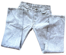 Vintage 80s Levis 501 Button Fly Gray Acid Wash Jeans 31x34 30x33 Made In USA