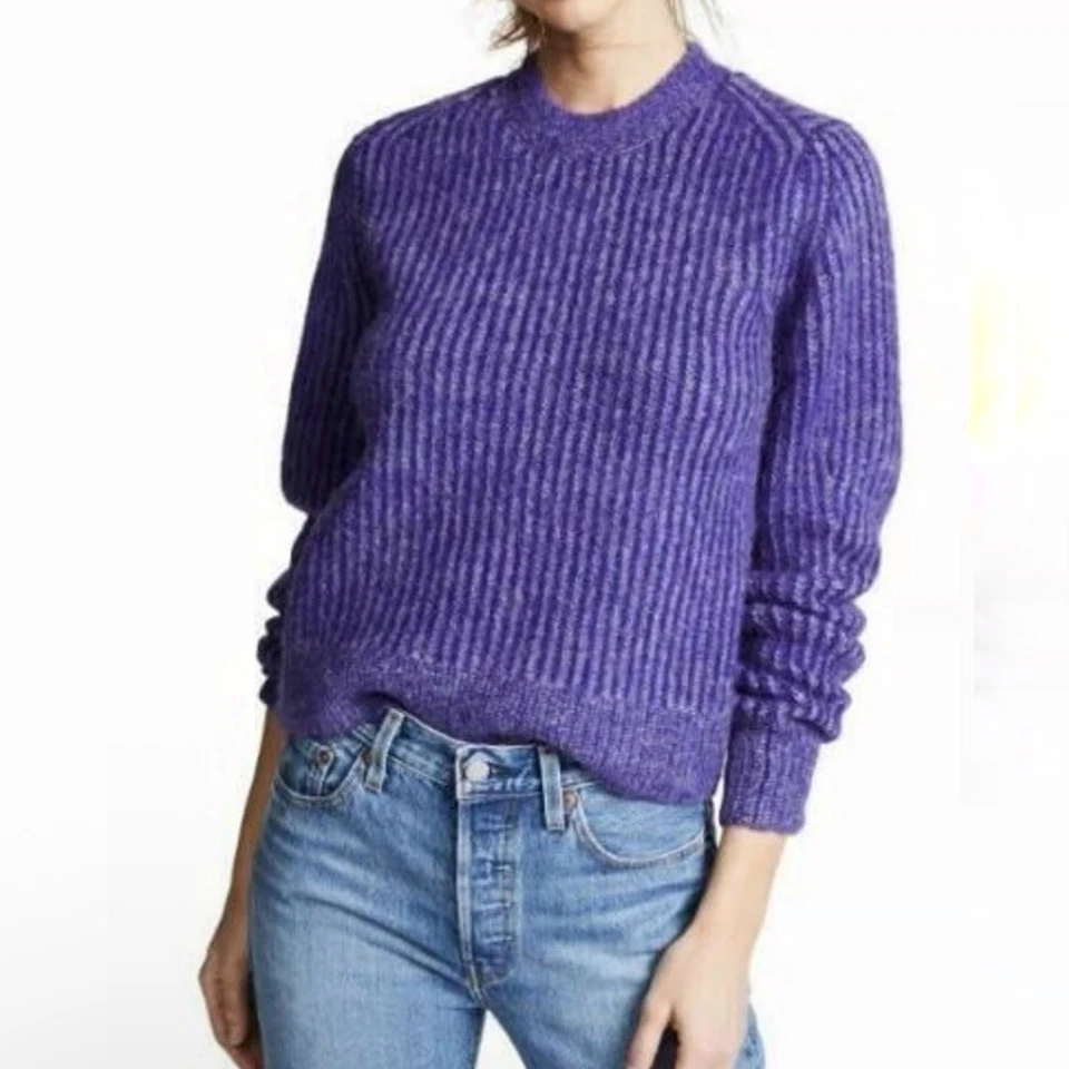 Suéter para mujer Rag & Bone Jonie mezcla de lana de alpaca cuello redondo púrpura talla grande Foto 3 de 4