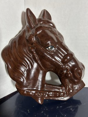 Horse Heads Anchor Mold Co. Chalk Plaster Hand Painted Signed