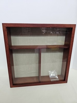 Curio Knick Knack Miniatures Wall Hanging Display Shadow Box 13''x13''x3'' brown 