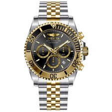 Invicta Men's Watch Pro Diver Quartz Chrono Black Dial Two Tone Bracelet 49837