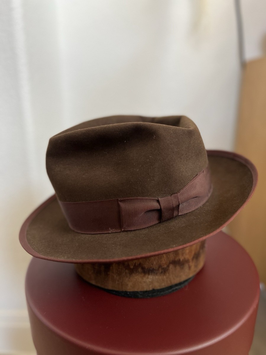 Vintage Royal Stetson Whippet Fedora Hat Walnut Brown Size 7 MINT