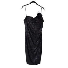 David Meister Black Strapless Sequin Midi Dress Womens Size 12