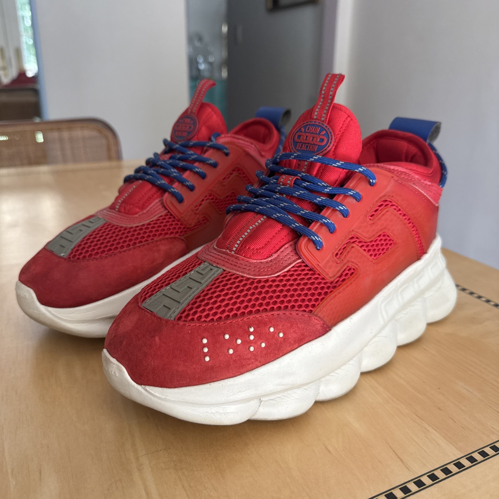 Versace Chain Reaction Red Sneakers Size 43 - (Men’s 9.5 - 10)