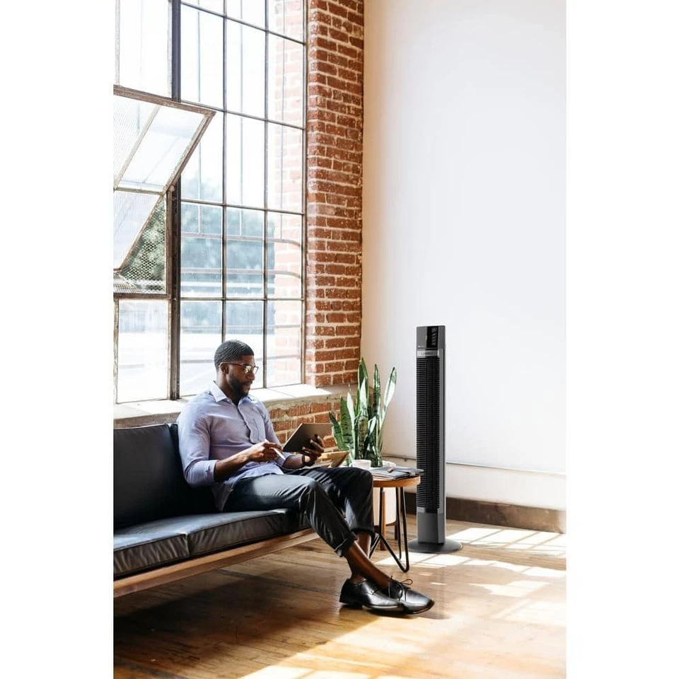 Xtra Air 48 pulgadas Ventilador de torre inteligente de 12 velocidades en gris con motor de CC, funciona con Alexa, Go Foto 2 de 3