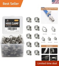 Small Hose Clamp, 100 Pack Hose Clamps Stainless Steel Worm Gear Fuel Line Ho...