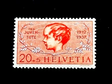 SWITZERLAND Stamp - 1937 Boy Head Pro Juventute 25th Sn B87 Semi Postal MLH r10