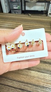 Authentic Whispers Of The Meadow Golden Ladybug And Daisy Talisman Earrings