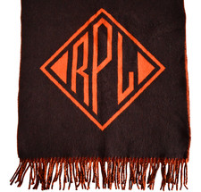 New POLO RALPH LAUREN Brown/Orange COLLEGIATE Varsity WOOL Blend Long Scarf