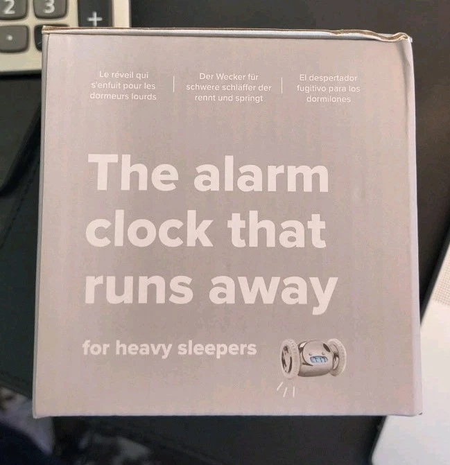 Clocky Alarm Clock on Wheels Chrome Runaway Rolling Alarm for Heavy Sleepers - Image 3 of 4