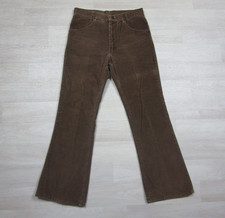 Vintage 70s Corduroy Pants Mens 29x28 Flare Sears Sportswear Thumbs Up Brown