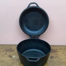 Lodge 1 Cast Iron Dutch Oven 8 DOL USA Pot With Lid. Sold As Picture