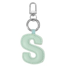 Initial Letter Keychain Cute Leather Keychains with Letter S Light Green