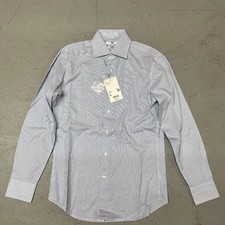 Uniqlo Super Non-Iron Slim Fit Dress Shirt XS Blue White Striped 100% Cotton NWT