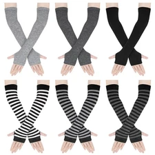 Long Fingerless Gloves for Women Arm Warmers Knit Thumbhole Stretchy Gloves