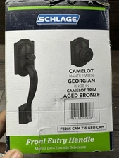 Schlage Camelot Entry Door Handle with Georgian Door Knob FE285 CAM 716 GEO