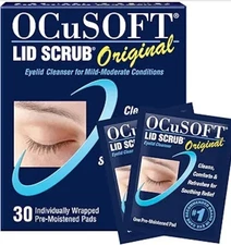 OCuSOFT Lid Scrub Original Eyelid Cleanser Pre-Moistened Pads Count 30 Exp. 2027