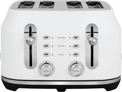 Rangemaster Classic 4-Scheiben-Toaster extra breite Schlitze | Mattweiß