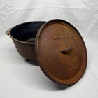 Vintage 12" Lodge Cast Iron Camp Dutch Style Oven & Peg Legs - NEEDS RESTORATION