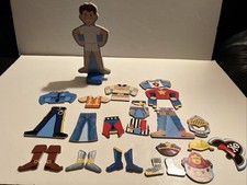 Melissa  Doug Joey Magnetic Dress-Up Wooden Dolls Pretend Play Set GUC