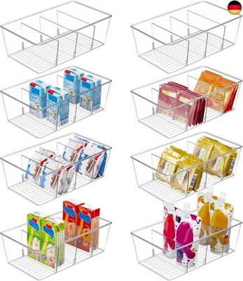 Vtopmart 8Pack Kühlschrank Organizer, Küchen Organizer mit Fächern, Transparent 