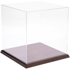 Plymor Clear Acrylic Display Case with Hardwood Base, 9" W x 9" D x 9" H
