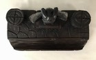 Large Antique BLACK FOREST HANDCARVED OWL INKWELL Wood Carving w 2 Inkwells RARE — photo 5