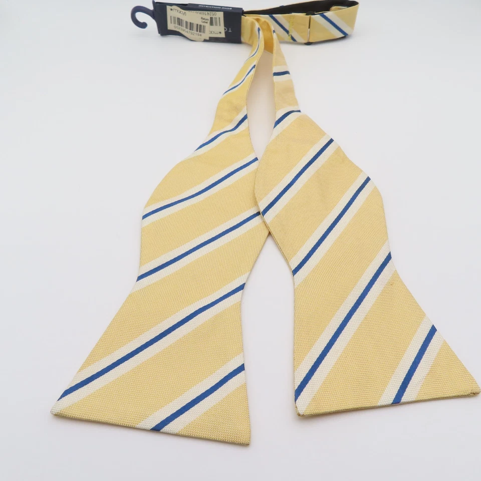Tommy Hilfiger Pajarita Seda Amarillo Azul Rayas 2.5" Ancho Auto Corbata NUEVO Foto 4 de 4