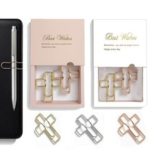 Cross Paper Clips 14 Pack, Large Metal Cross Shaped Paper Clips in Gold Silve...