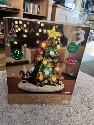 Leuchtender musikalischer Weihnachtsbaum verpackt batteriebetrieben getestet funktioniert 