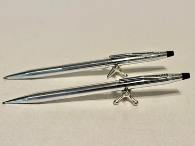 Vintage Cross Chrome Ballpoint Pen and Mechanical Pencil Set Made in USA