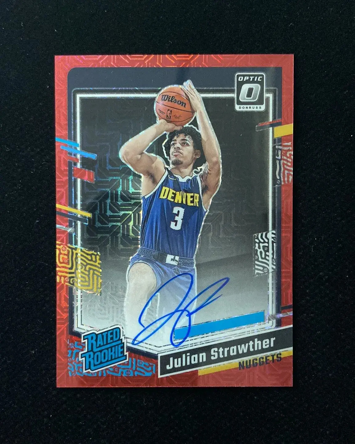 2023-24 Donruss Optic Red Mojo #283 Julian Strawther RC Rated Rookie Auto huj