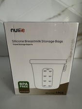Nuliie 7 Pcs Silicone Breastmilk Storage Bags Reusable, 8oz/240ml Double Leak-Pr