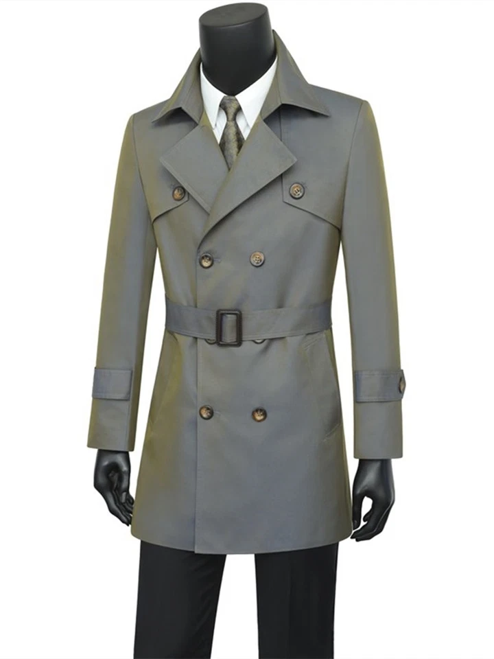 Windbreaker Men Autumn New Korean Style Slim Fashionable British Style Long Coat - Image 4 of 4