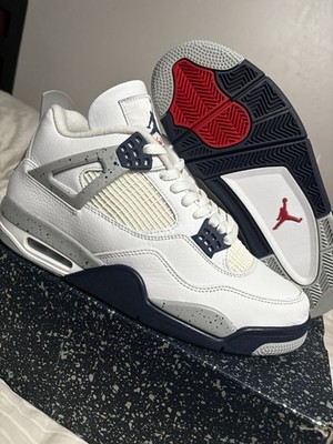  Air Jordan 4 Retro Midnight Navy White Grey Red DH6927-140  10 Men's