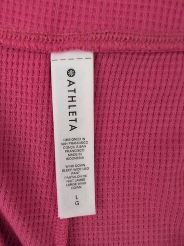 Pantalones para dormir Athleta rosa brillante cuerda pierna ancha tejido gofre talla grande nuevos con etiquetas - Imagen 3 de 6