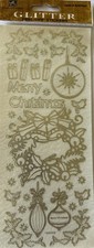 CHRISTMAS Glitter Peel-Off Stickers 30pc AGC Holiday Holly Wreath Silver Gifts