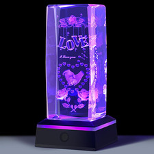 3D Love Crystal Night Light   Valentine  S Day Romantic Gift for Him Her, Crystal