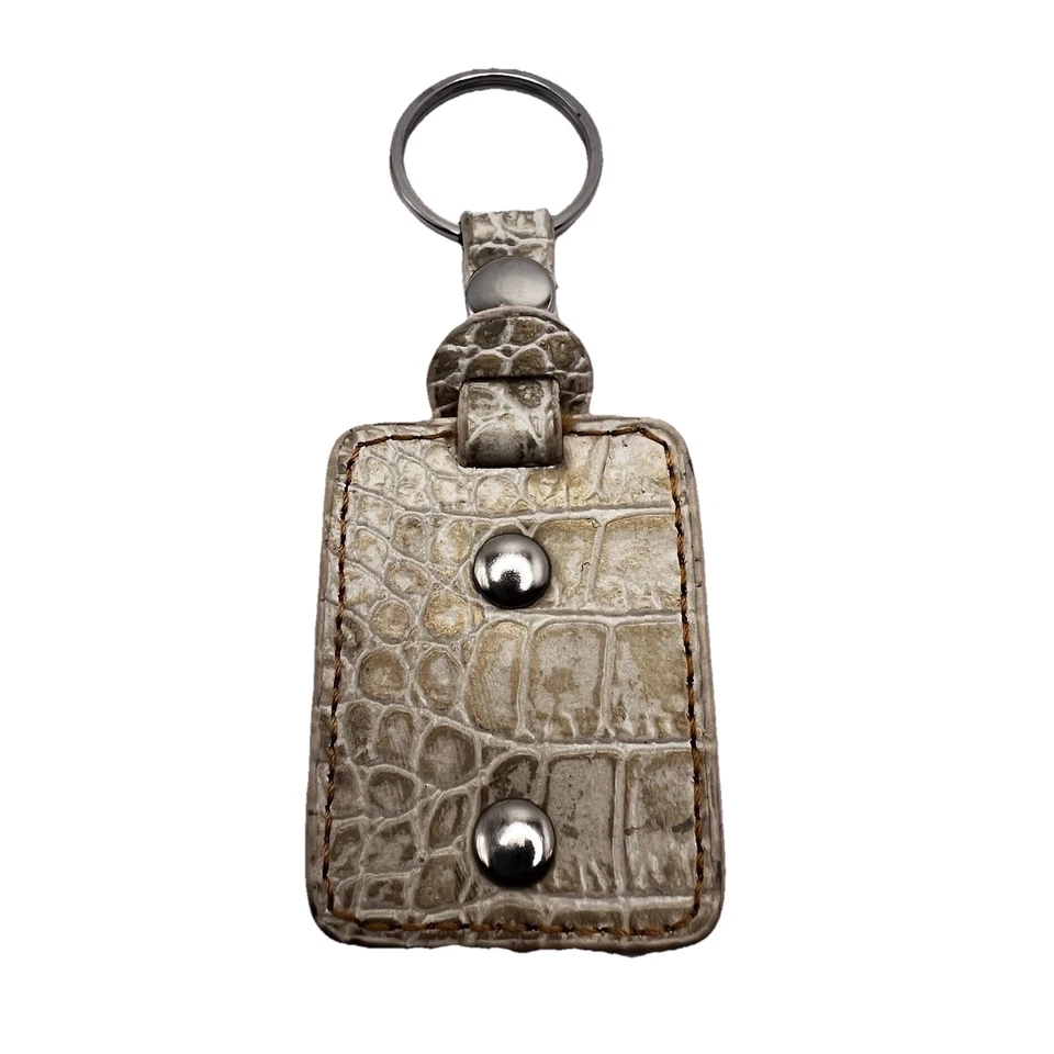 Llavero vintage BRIGHTON cuero blanco cartera llavero tono plateado ¡BONITO! Foto 4 de 4