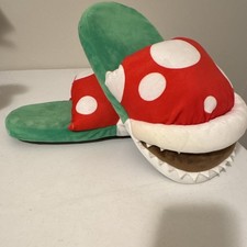 Piranha Plant Plush Slip-On Slippers Unisex Adults US 10 W Red/White/Green