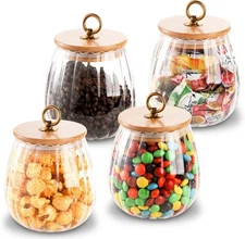 Frcctre 4 Pack 25 Oz Glass Airtight Storage Jar Canister with Clear 