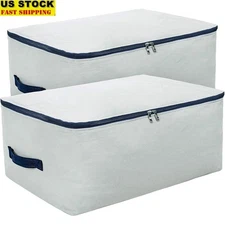 Large Cotton Storage Bag 100L Breathable Zipper Organizer Ideal Bedding Clothes