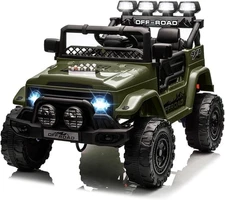 Kids 2-Seat Electric Ride On Car 12V w/ Remote, Music, LED Lights, Safety Belts