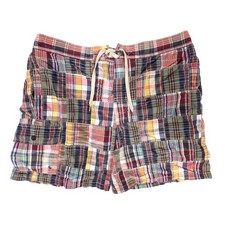 Polo Ralph Lauren Plaid Patchwork Swim Trunks Shorts Drawstring L Liner Removed