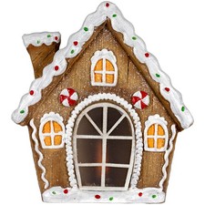 Northlight 12.5" LED Lighted Frosted Gingerbread Peppermint Christmas House