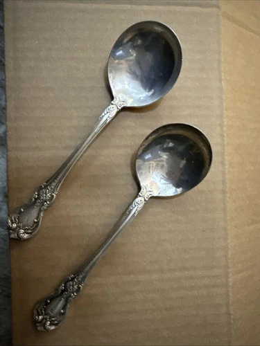 Vintage Towle Sterling Silver Old Master Cream/Round Soup Spoons  - Set of 2