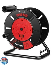 DEWENWILS Extension Cord Storage Reel with 4-Grounded Outlets, Heavy Duty Ope