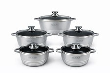 Silver 5 Piece Ceramic Die-Cast Non-Stick Cookware Set 20 24 28 32cm Induction