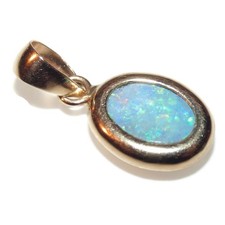 Vintage Estate Natural Blue Australian Opal Pendant in 14K Yellow Gold Jewelry
