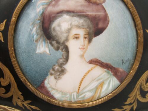 LARGE LIMOGES JEWELRY BOX ENAMELED PORTRAIT GOLD GILT - Picture 2 of 11